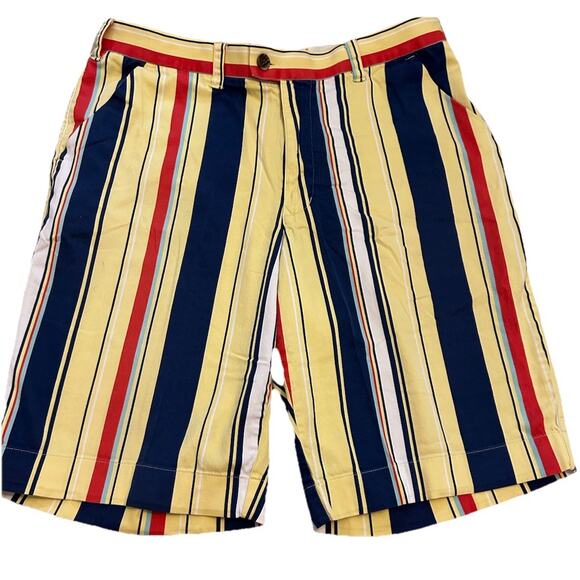 LoudMouth Golf The Hamptons Striped Shorts Size 34 Yellow Fun Preppy Retail $75 - Picture 11 of 12